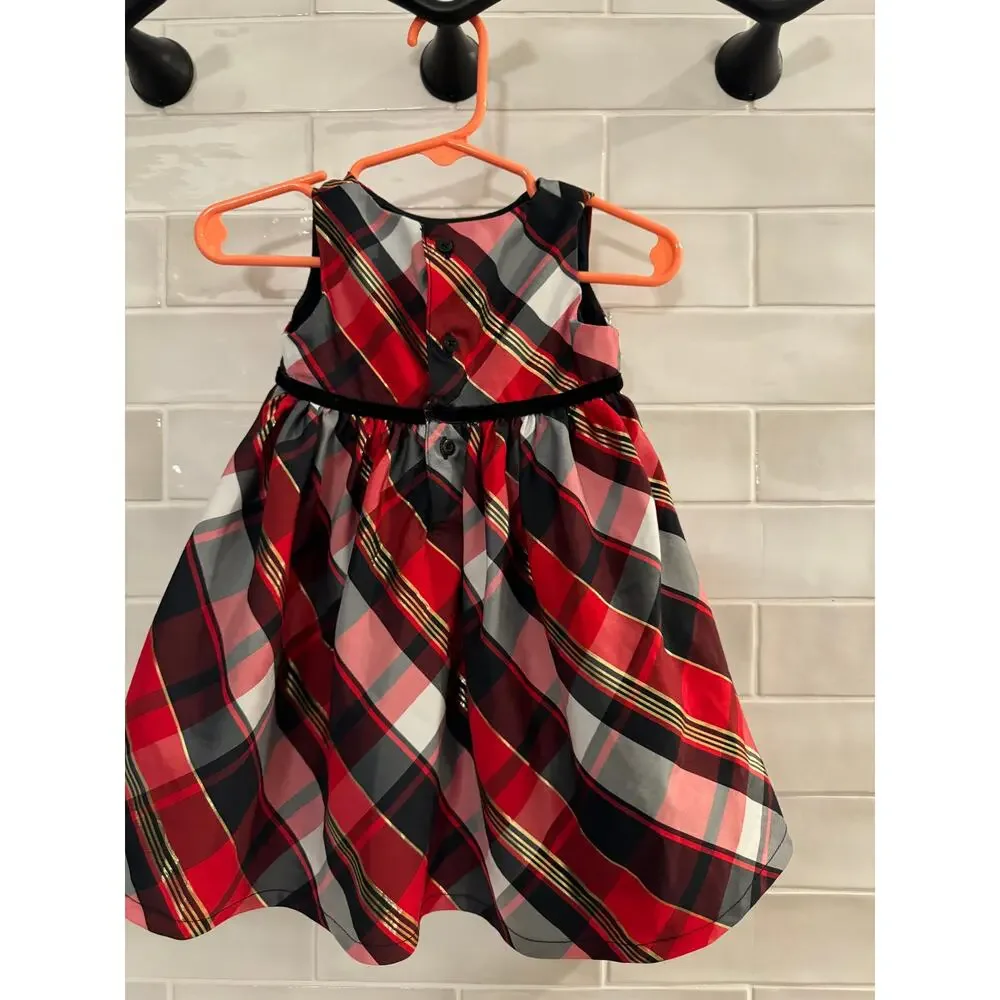 Carter's Special Occasion Red, Black, White Plaid Holiday Dress 9 months - Picture 2 of 3
